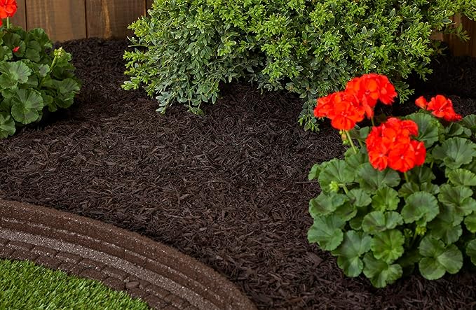 Rubberific Premium Shredded Rubber Mulch for Gardens, Lawns, and Landscaping | Long Lasting Color | Looks Like Natural Wood Mulch (0.8 Cu. Ft. - 16 LBS, Brown)
