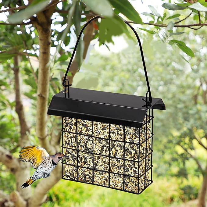 FORUP Suet Bird Feeder, Hanging Suet Feeder, Single Suet Cake Bird Feeder, One Suet Capacity, 2 Pack