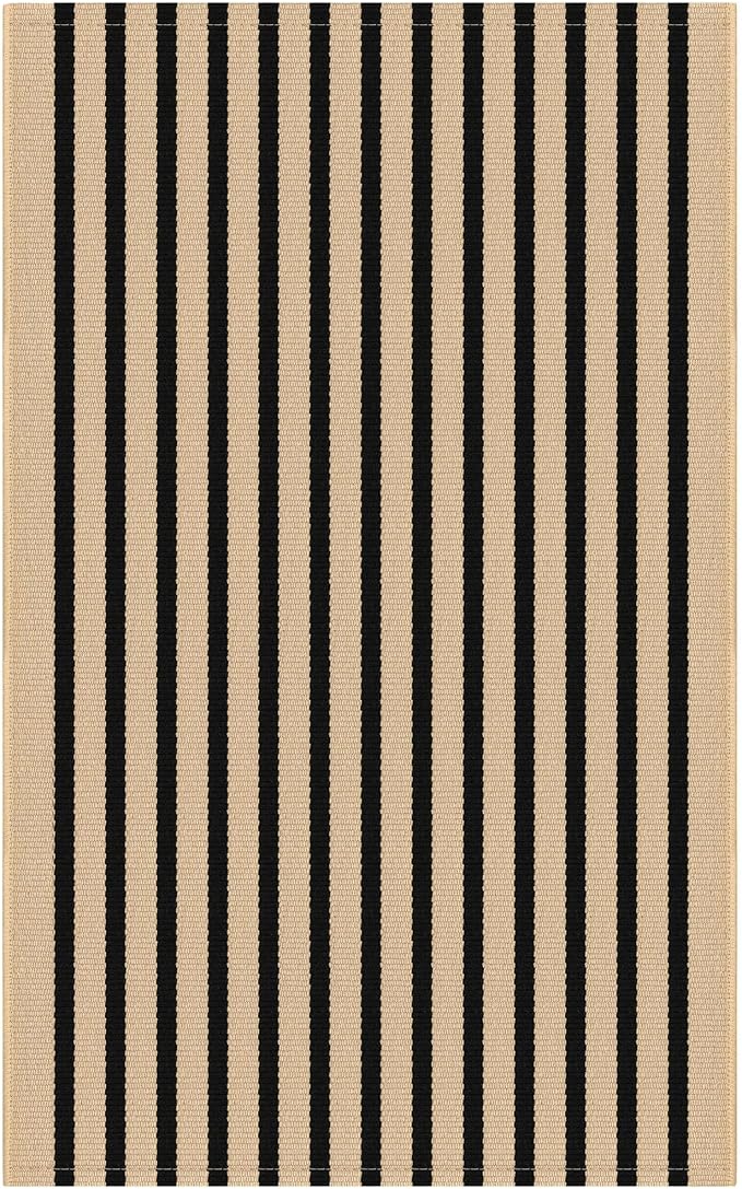 IOHOUZE Striped Area Rug 2'x3' Front Door Rugs Small Washable Area Rug for Front Porch, Spring Summer Welcome Door Mats Outdoor Indoor, Doormat for Entryway Porch Entrance, Tan/Black