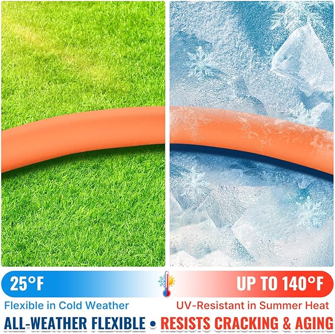 YAMATIC 5/8 in x 15 ft Female-to-Female Short Garden Hose, 2-in-1 Dual Use with Solid Brass Swivel Fitting, All-Weather, 600 PSI Burst