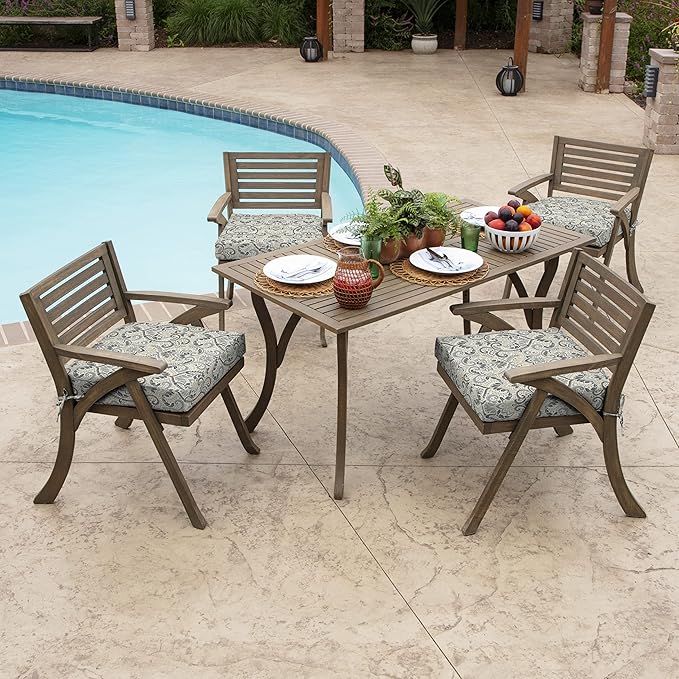 Arden Selections Rocking Chair Cushion, 21 x 21, Rain-Proof, Fade Resistant, Cushion for Rocking and Outdoor Chairs 21 x 21, Neutral Aurora Damask (Pack of 4)