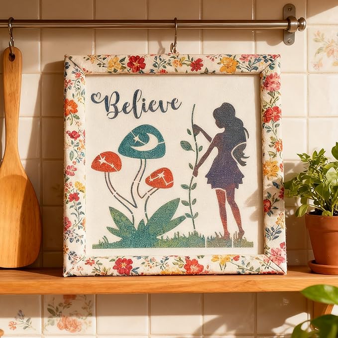 Fairy Moon Mushroom Stencils - 15 Pcs Reusable Boho Stencils for Painting on Wood Wall Canvas Door Mat, Painting Drawing Template for DIY Craft