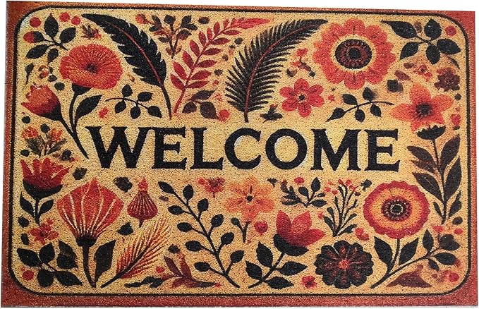 Outdoor Rug Door Mat, Welcome Mat Outdoor, Non-Slip Door Mat Outside Entrance, Stylish Welcome Mat, Entryway Rug, 19'x31' (16.WelcomeFlower)