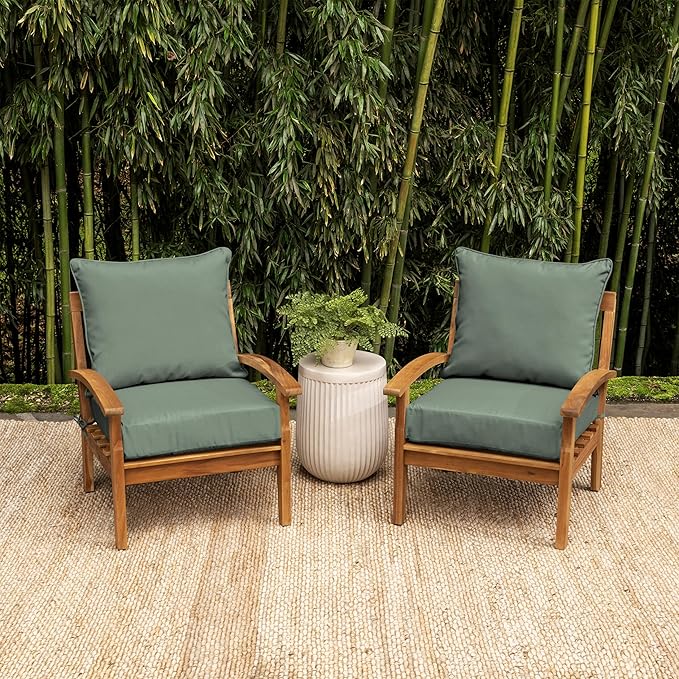 Arden earthFIBER Outdoor Foam Deep Seat Cushion Set, 24 in x 24 in, Weather-Proof, Rain-Proof, Fade Resistant Patio Cushion, Bottom and Back Cushion for Chair, Sofa, and Couch Sage Green Texture