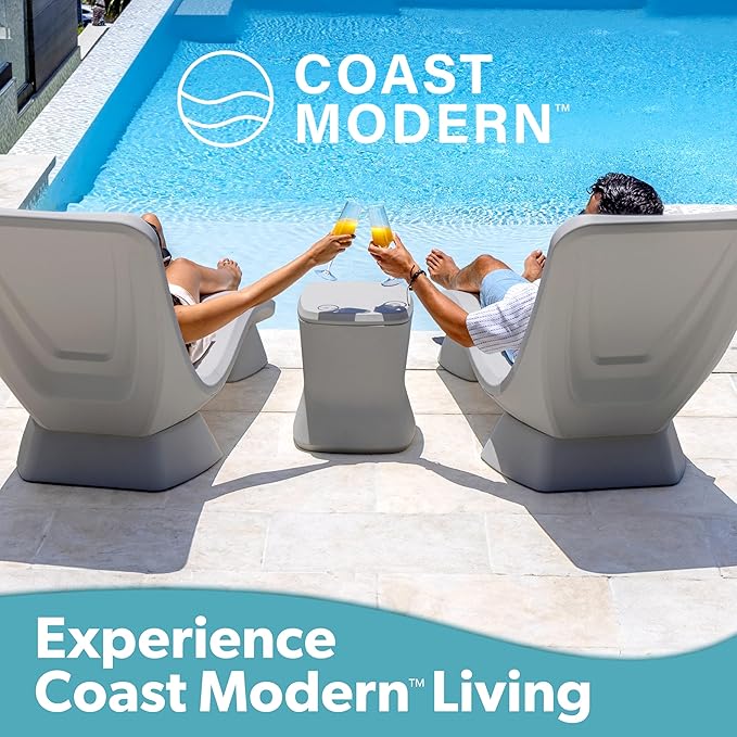 GoSports Coast Modern in Pool Lounge Chair - Waterproof & Weighted Chaise Lounger - Outdoor Pool Furniture for Patio or in Baja Shelf - Gray