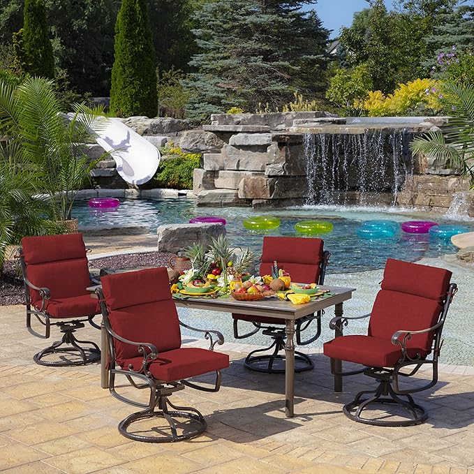 Arden Outdoor Chair Cushion, 21 x 20, Rain-Proof, Fade Resistant 20 x 21, Ruby Red Leala