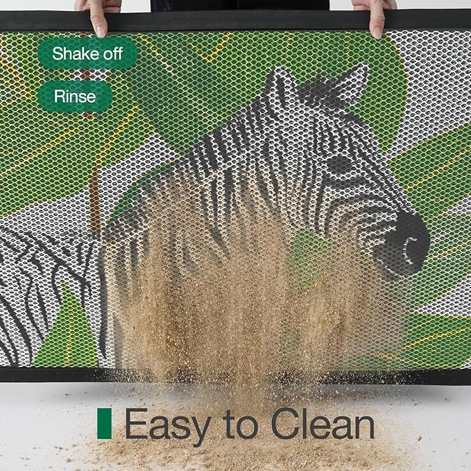 LUMI Outside Door Mat 32x47, Non Slip Rubber Backing Doormat, Low Profile Easy Clean Entrance Mats for Front Back Door Entryway Porch Garage, Zebra
