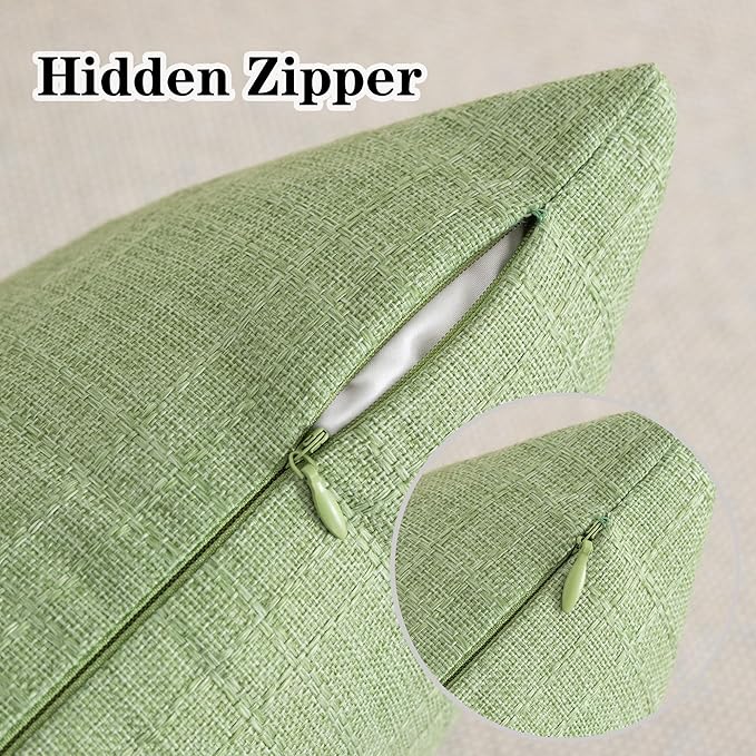 Kevin Textile Pack of 2 Outdoor Waterproof Pillow Covers Decorative Farmhouse Throw Pillow Covers Spring Checkered Couch Pillow Covers Spring for Patio Tent Bed Sofa Living Room 16x16 Inch Sage Green
