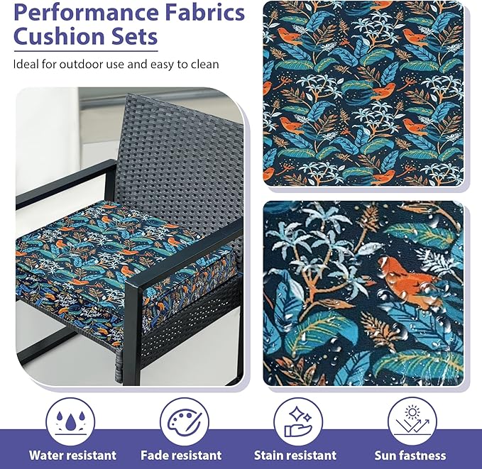 Outdoor Chair Cushions Set of 4,Waterproof Outdoor Seat Cushions for Patio Furniture,Patio Chair Cushion with Handle and Ties, Out Door Chair Pads,19" x 19" x 3", Black Nightingale