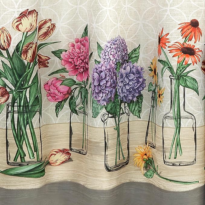 ACHIM Garden Blooms Printed Tier & Valance Set - 58x36 Inch Multi
