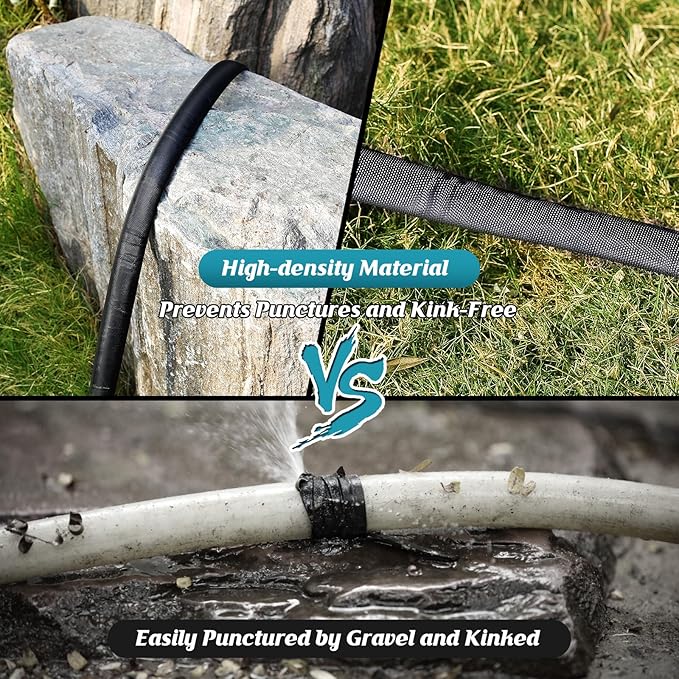 Garden Hose 100ft 3/4, Non-Expanding Water Hose Lightweight, Flexible Garden Hose with 10 Function Nozzle，Kink-Free, Sturdy, High-Pressure, Abrasion Resistant Hoses for Yard, Garden