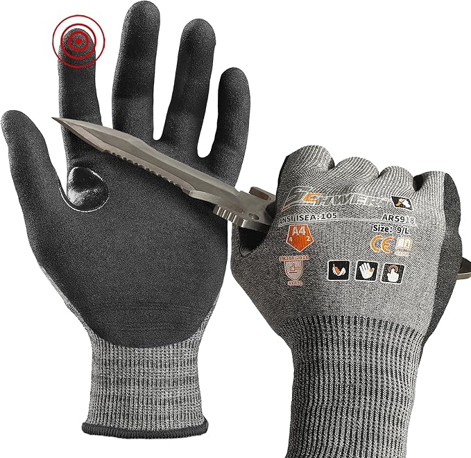 Schwer A4 AIR-SKIN Cut Resistant Work Gloves AR5918 with Extreme Lightweight & Thin, Grip Gloves for Gardening, Fishing, Refined Work, Mechanic, Touch-Screen, Non-PFAS, 3D-Comfort Fit, 1 Pair (XL)