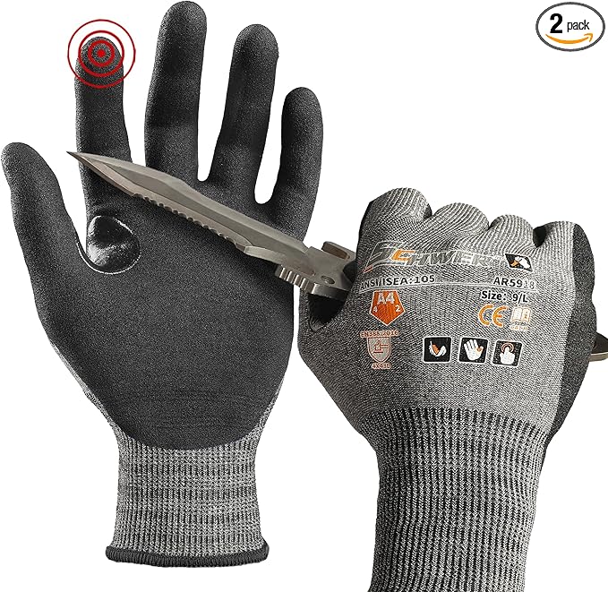 Schwer AIR-SKIN Cut Resistant Work Gloves AR5918 with Extreme Lightweight&Thin, Safety Cutting Gloves for Fishing, Refined Work, Garden, Touch-screen, Non-PFAS, 3D-Comfort Fit, Breathable, 2 Pair (L)