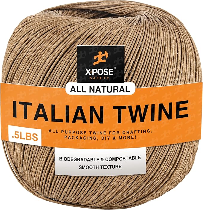 Xpose Safety Ruby Italian Spring Twine - 4 ply 1/2 Pound Italian Ball Twine String - Upholstery Webbing - Natural Wax Coated Cord - for Upholstery Supplies, Reupholstery of Springs Furniture Repair