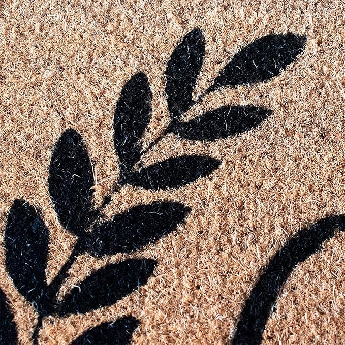 LuxUrux Welcome Mats Outdoor Coco Coir Doormat, with Heavy-Duty PVC Backing - Natural - Perfect Color/Sizing for Outdoor/Indoor uses. (17 x 30 inch, Charcoal - Welcome Home)