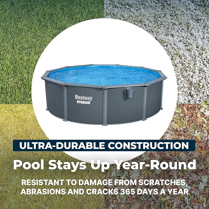 Bestway Hydrium 16' x 52" Round Steel Wall Above Ground Pool Set