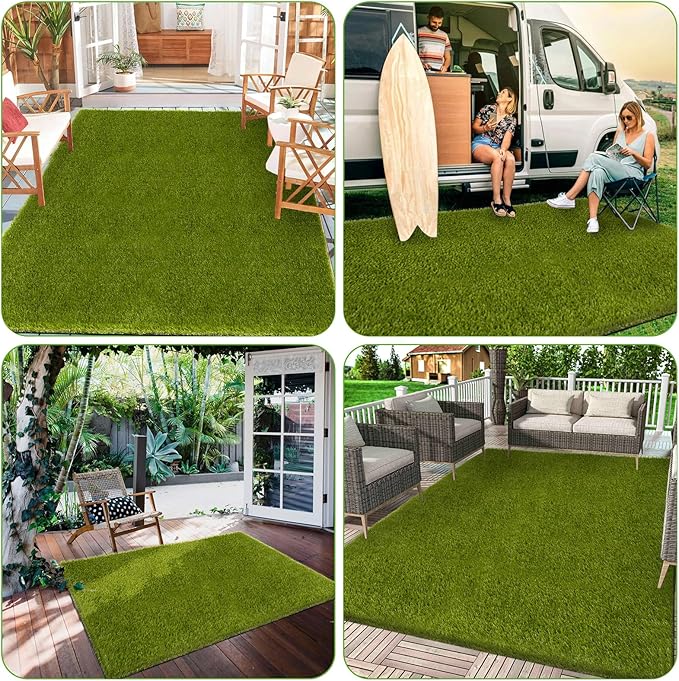 Artificial Grass Outdoor, 5x8 Ft Realistic Artificial Turf Grass Rug, Large Fake Grass for Dogs Indoor Outdoor Garden Lawn Landscape Patios Decoration