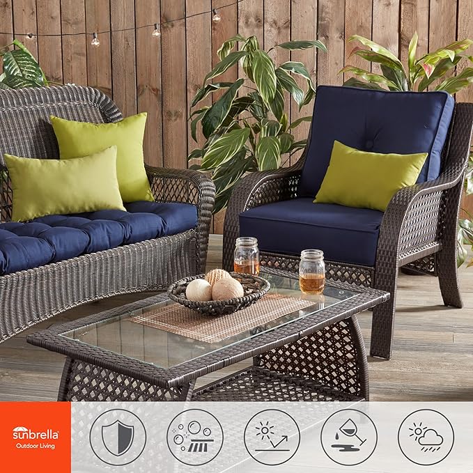 Greendale Home Fashions Outdoor 2-Piece Sunbrella Premium Deep Seat Cushion Set, Canvas Navy