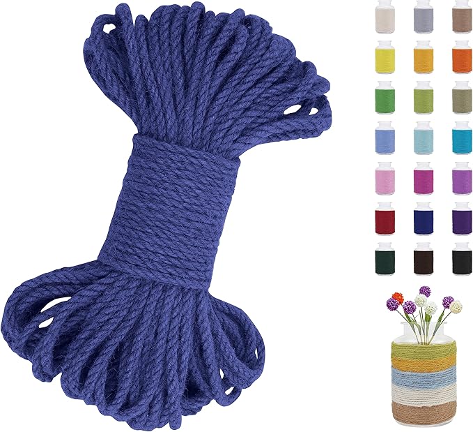 JeogYong 5mm Jute Twine String 66 Feet Natural Thick Garden Hemp Twine for Outdoor, Gardening, Gift Wrapping, Plants, Packing Materials (Purple)