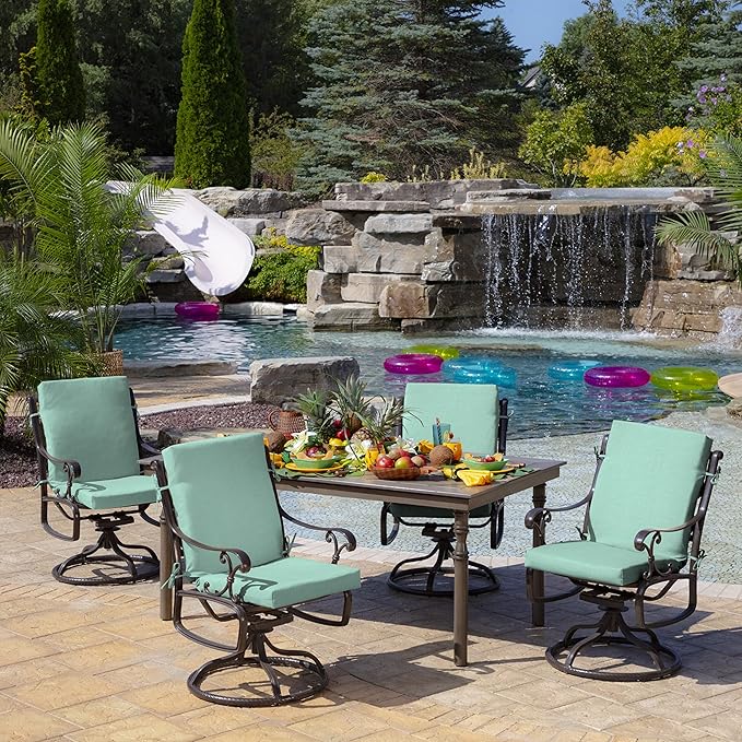 Arden Outdoor Midback Chair Cushion, 18 x 16.5, Aqua Leala