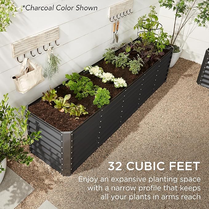 Best Choice Products 8x2x2ft Raised Outdoor Metal Garden Bed, Deep Root Box Planter for Vegetables, Flowers, Herbs, 240 Gallon Capacity, 100% Non Toxic Materials- Beige