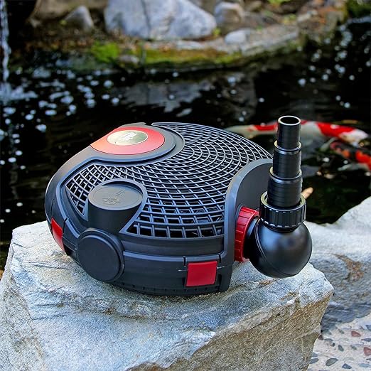 Alpine Corporation PUR5400C Eco-Sphere 5400 GPH Pond Pump with Controller and 33-ft Cord, Energy-Saving, Black/Red