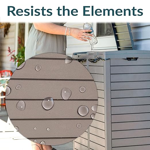 Sunnydaze 78-Gallon Double Patio Trash Can with Lid - Outdoor Garbage Can with Drip Trays - Weather-Resistant Resin - Light Gray