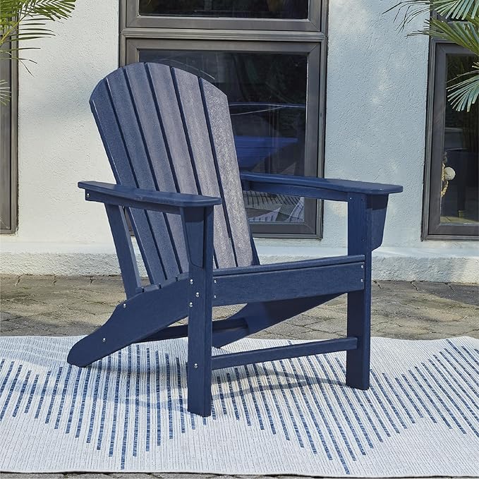 Signature Design by Ashley Outdoor Sundown Treasure HDPE Patio Adirondack Chair, Blue