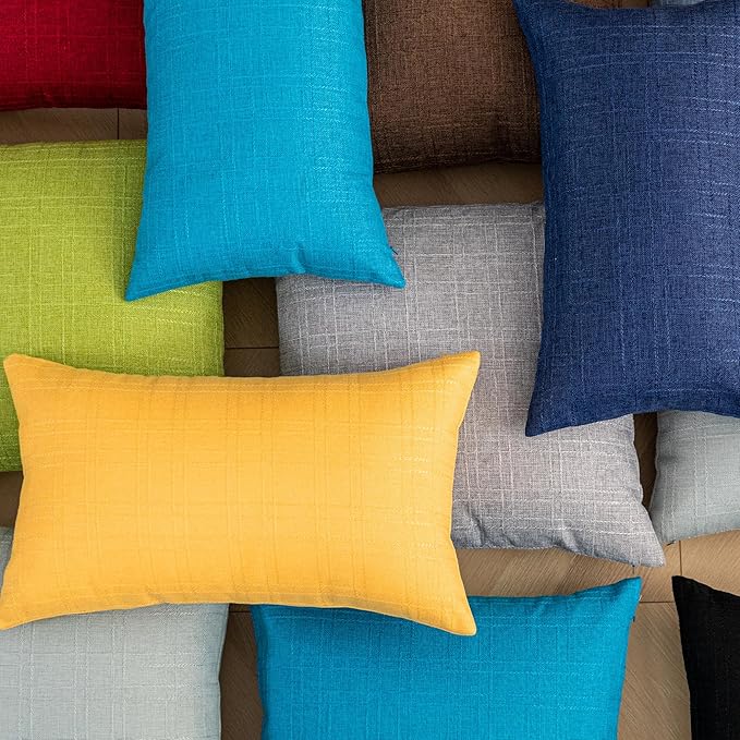 Kevin Textile Outdoor Waterproof Pillow Covers Pack of 2 Checkered Decorative Euro Sham Cushion Throw Pillowcases Shell for Patio Tent Garden Couch Bed Sofa 26x26 Inch Sunflower Yellow