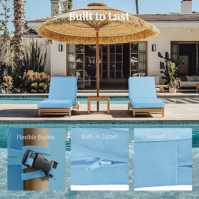 Codi Chaise Lounge Cushions Outdoor, Pool Lounges Chair Cushion Set, Waterproof for Patio Furniture, 80 x 26 x 3.5 Inch 1PK Teal Blue