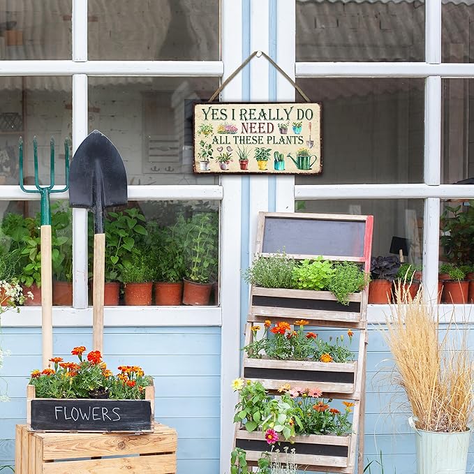 Yes,I Really Do Need All These Plants Garden Sign - Retro Wooden Hanging Spring Decor for Country Rustic Garage Home Farmhouse Wall Fence Decor Garden Gift for Mothers, Grandmas, and Plant Lovers -A04