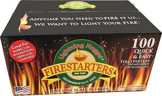 Lightning Nuggets N100SEB Super Economy Box Fire Starter , Tan Brown, 100 Count (Pack of 1)