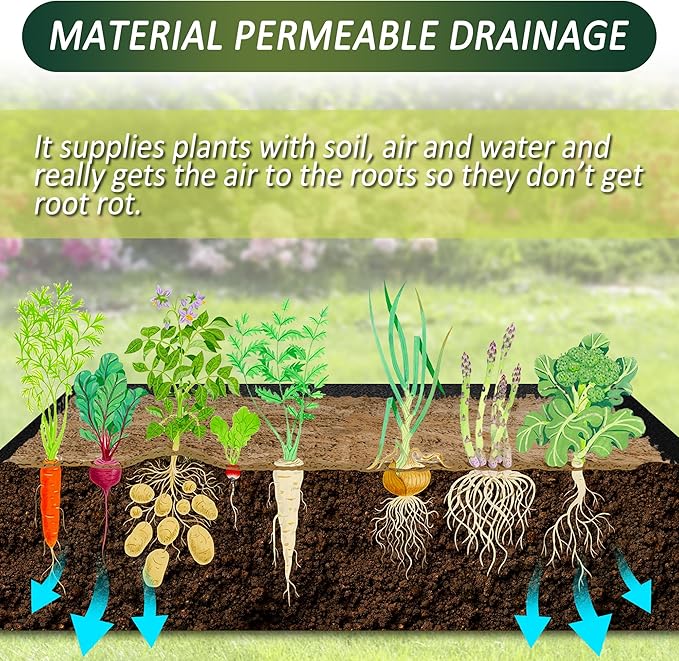 2PCS Raised Garden Bed Liner Fabric Raised Garden Bed Breathable Drainage Rectangle Grow Bags with Handles Fabric Garden Bed for Outdoor Garden Bed Holds Soil - 4ft x 2ft x 1ft