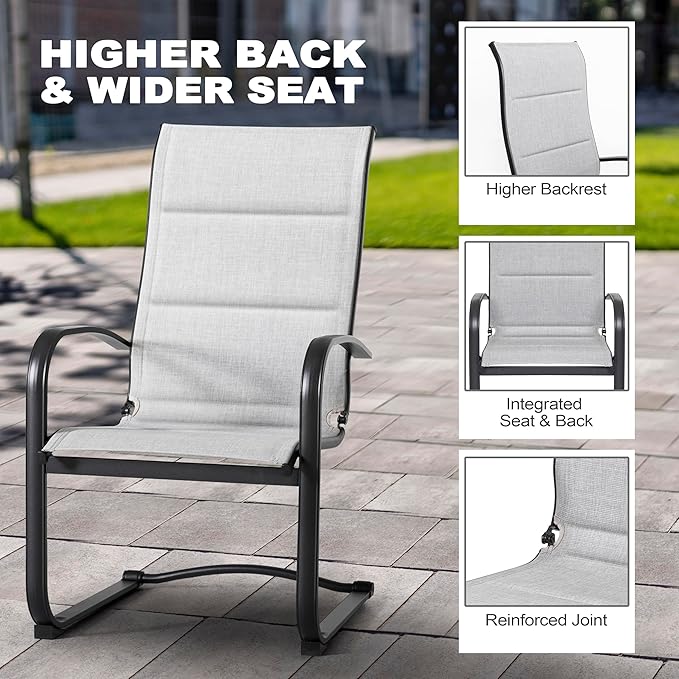 NUU GARDEN 5 Piece Outdoor Dining Set, 4 Textilene Dining Chairs and 37" Square Dining Table with 1.57" Umbrella Hole, for Backyard, Patio, Garden, Gray and Black