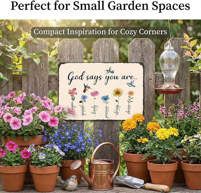 Funnysign Christian Gifts Gardening Gifts Garden Bible Verse Decor Bird Flowers God Says You Are Amazing Vintage Tin Sign for Home Garden Patio Yard Decor 8 X 12 Inch (3850)