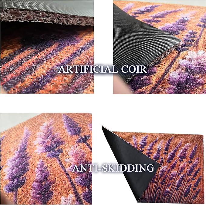 Outdoor Rug Door Mat, Welcome Mat, Non-Slip, 19'x31' (Lavender)