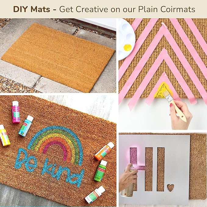 Welcome Natural Coir Doormats Pack of 2, Non-Slip PVC Backing, Indoor Outdoor Use for Home, Office, Patio & Entryway Decor, Beige, 30"x17"