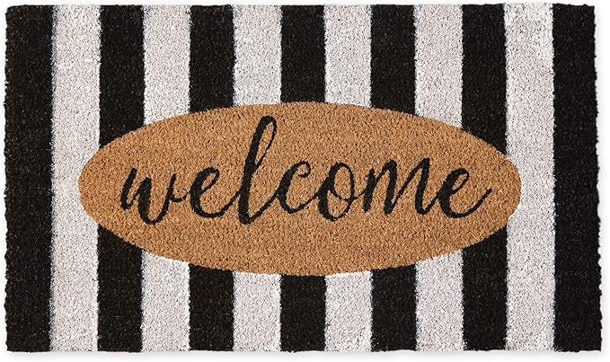 DII Natural Coir Doormat Outdoor Welcome Mat, 17x29, Cabana Stripes