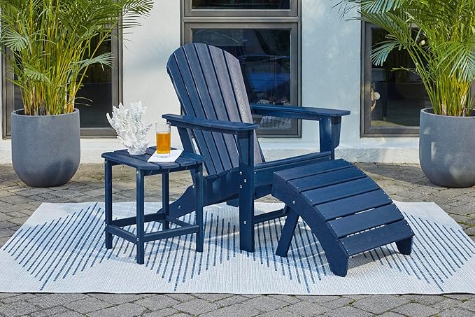 Signature Design by Ashley Outdoor Sundown Treasure HDPE Patio Adirondack Chair, Blue