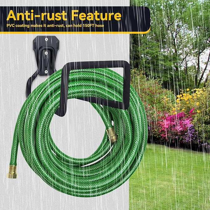 Hose Holder, Metal Heavy Duty Wall Mount Hook, Water Hose Hanger for Garden & Garage Storage