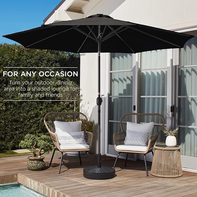Best Choice Products 10ft Outdoor Steel Polyester Market Patio Umbrella w/Crank, Easy Push Button, Tilt, Table Compatible