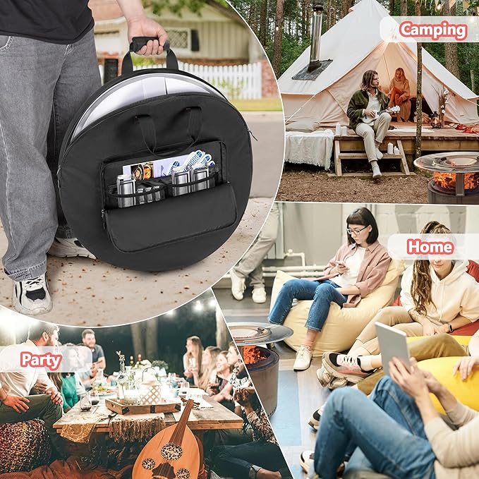 Heat Deflector Carrying Bag Compatible with Solo Stove Bonfire Heat Deflector 25”, Protective Accessory Bag with Handle & Pocket for Heat Deflector Transport and Storage, Dia: 26.5”, Medium