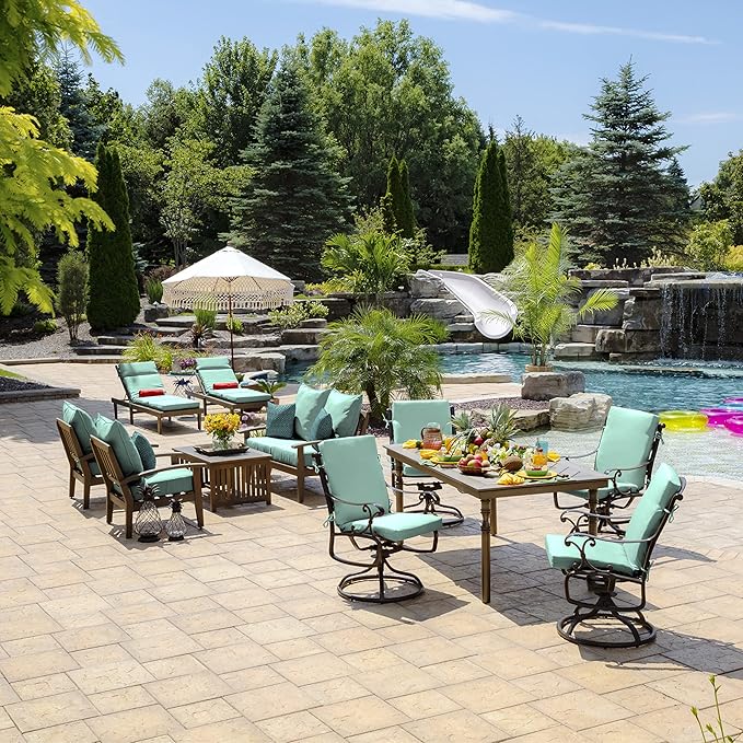 Arden Outdoor Midback Chair Cushion, 18 x 16.5, Aqua Leala