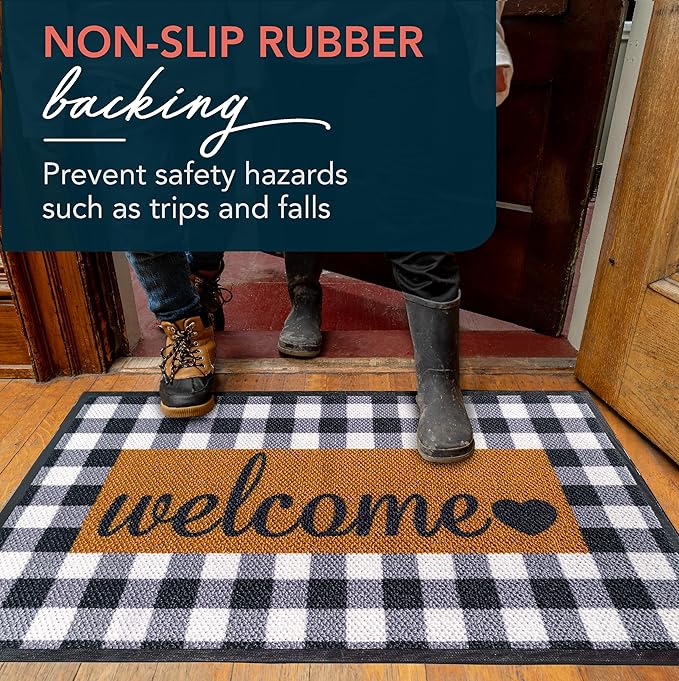 ubdyo Sturdy Welcome Mat - Extra Durable Door Mat - Dirt Trapping Front Doormat Outside Entrance - Welcome Matt Outdoor - Non Slip Backing Doormat, Patio Outdoor, Porch - Large 36'' x 24''