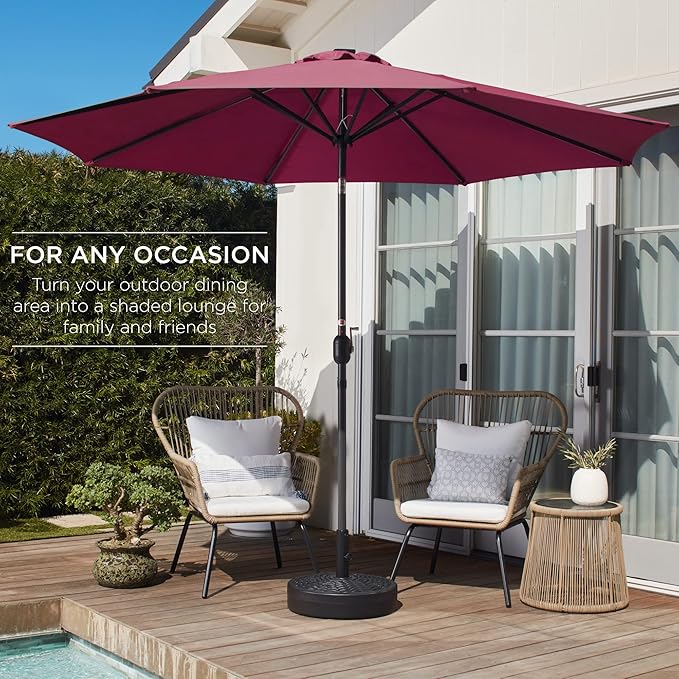 Best Choice Products 10ft Outdoor Steel Polyester Market Patio Umbrella w/Crank, Easy Push Button, Tilt, Table Compatible