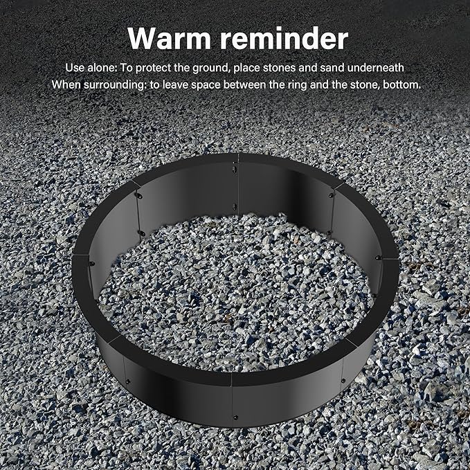 39" Extra Thickened Galvanized Fire Ring for Outside Wood Burning, Heavy-Duty Above- and In-ground Fire Pit Ring,Perfect Accessory for Backyard Garden and Family Gatherings