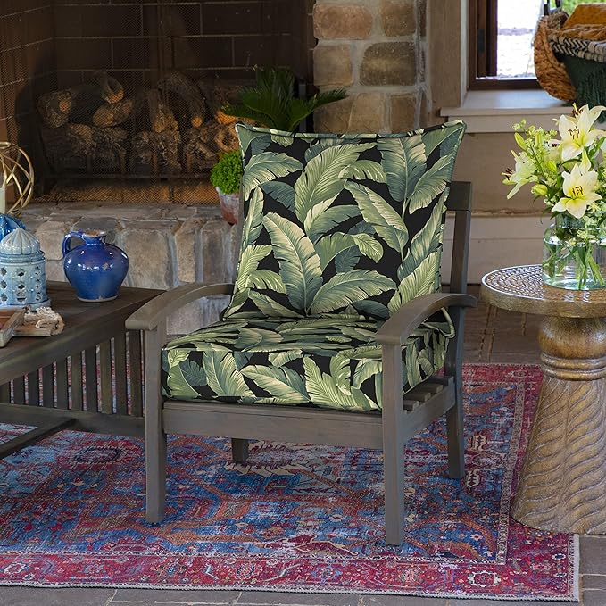 Arden Outdoor Foam Deep Seat Cushion Set, 24 in x 24 in, Weather-Proof, Rain-Proof, Fade Resistant Patio Cushion, Bottom and Back Cushion for Chair, Sofa, and Couch Onyx Cebu