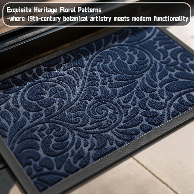 Yimobra Large Door Mat Outside Entrance 36x24, Waterproof Sturdy Outdoor Mats for Front Door, Heavy Duty Non-Slip Doormat for Garage Patio Entryway Indoor, Easy Clean, Blue