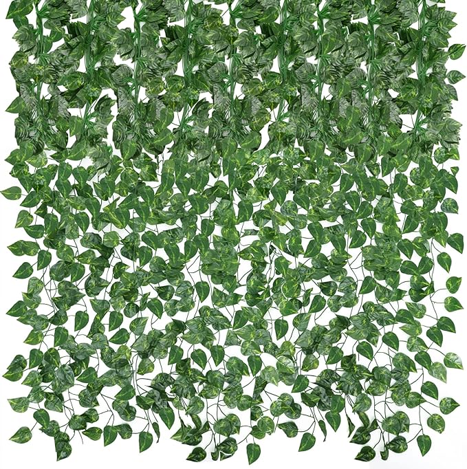 CEWOR 14 Pack 98ft Artificial Ivy Greenery Garland, Fake Vines Hanging Plants Backdrop for Room Bedroom Wall Decor, Green Leaves for Jungle Theme Christmas Party Wedding Decoration