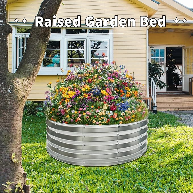 36 Inch Round Fire Pit Ring, Heavy-Duty Galvanized Steel Fire Ring for Outdoor Bonfires, Backyard & Camping, Rust-Resistant & Easy Assembly (3×3×1 FT)